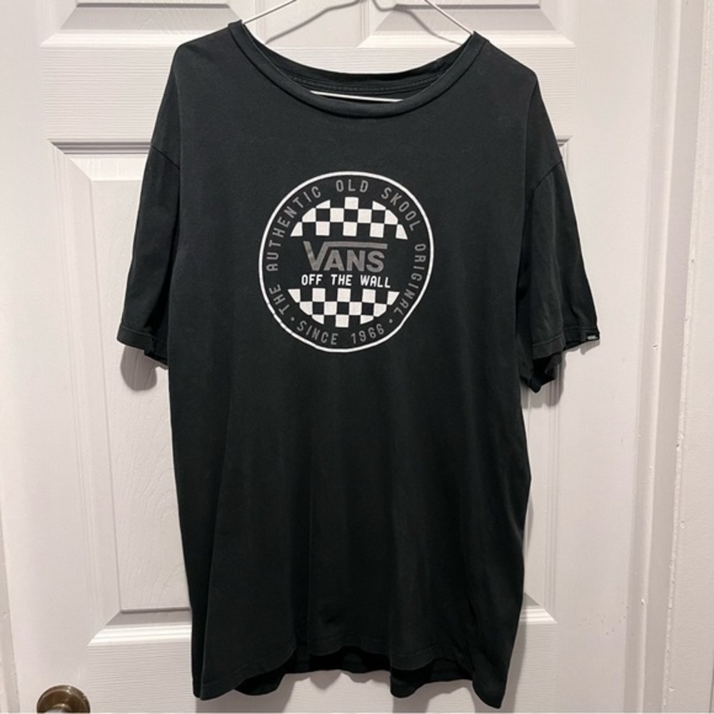 3/25$💥 Vans off the wall t shirt tee checker logo black old skool men Large
